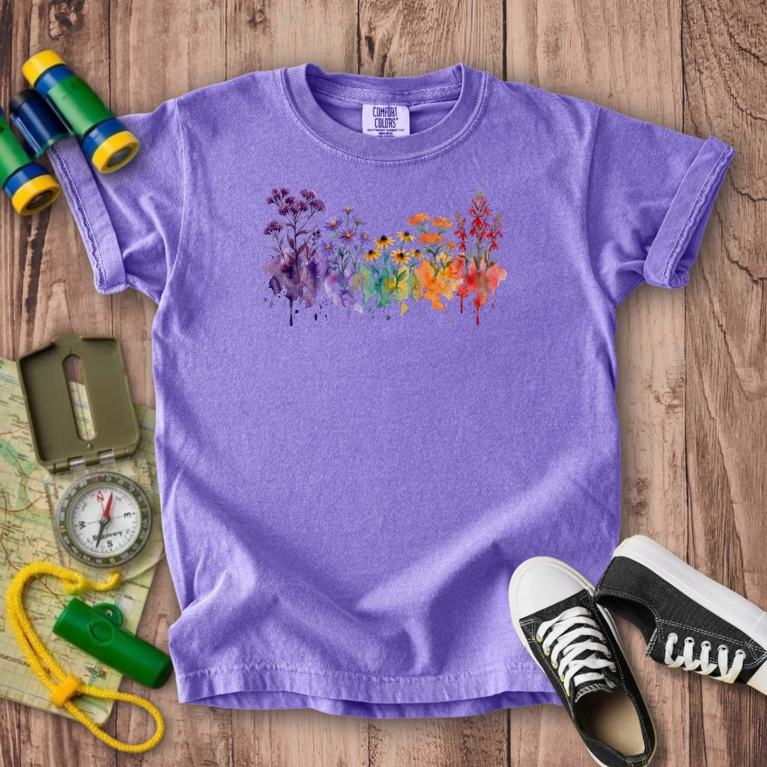 Watercolor Cuyahoga Valley Wildflowers Kids Cotton T-Shirt