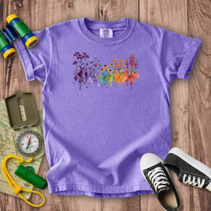 Watercolor Cuyahoga Valley Wildflowers Kids Cotton T-Shirt