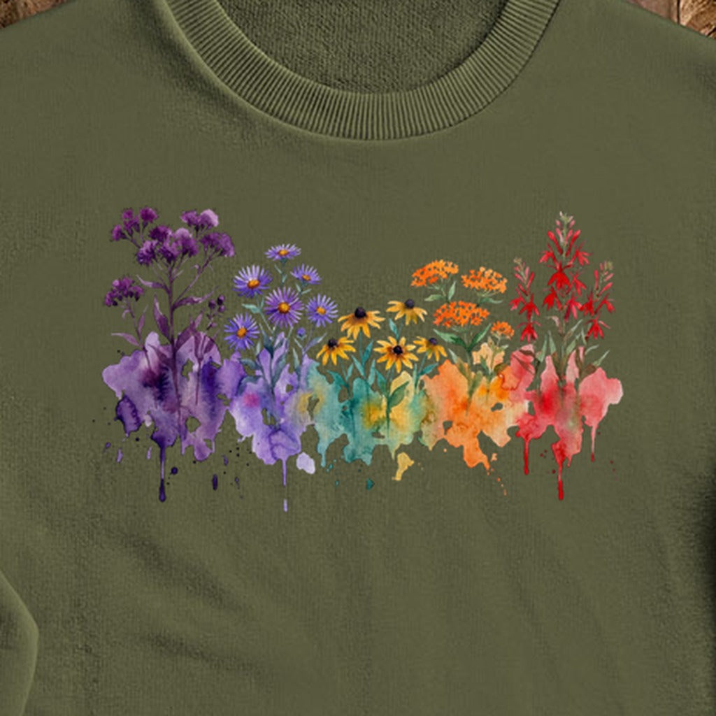 Watercolor Cuyahoga Valley Wildflowers Crewneck Sweatshirt