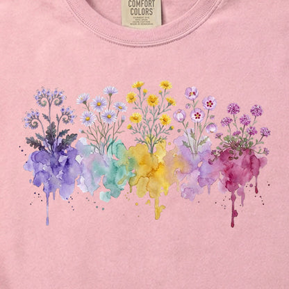 Watercolor Death Valley Wildflowers Cotton T-Shirt