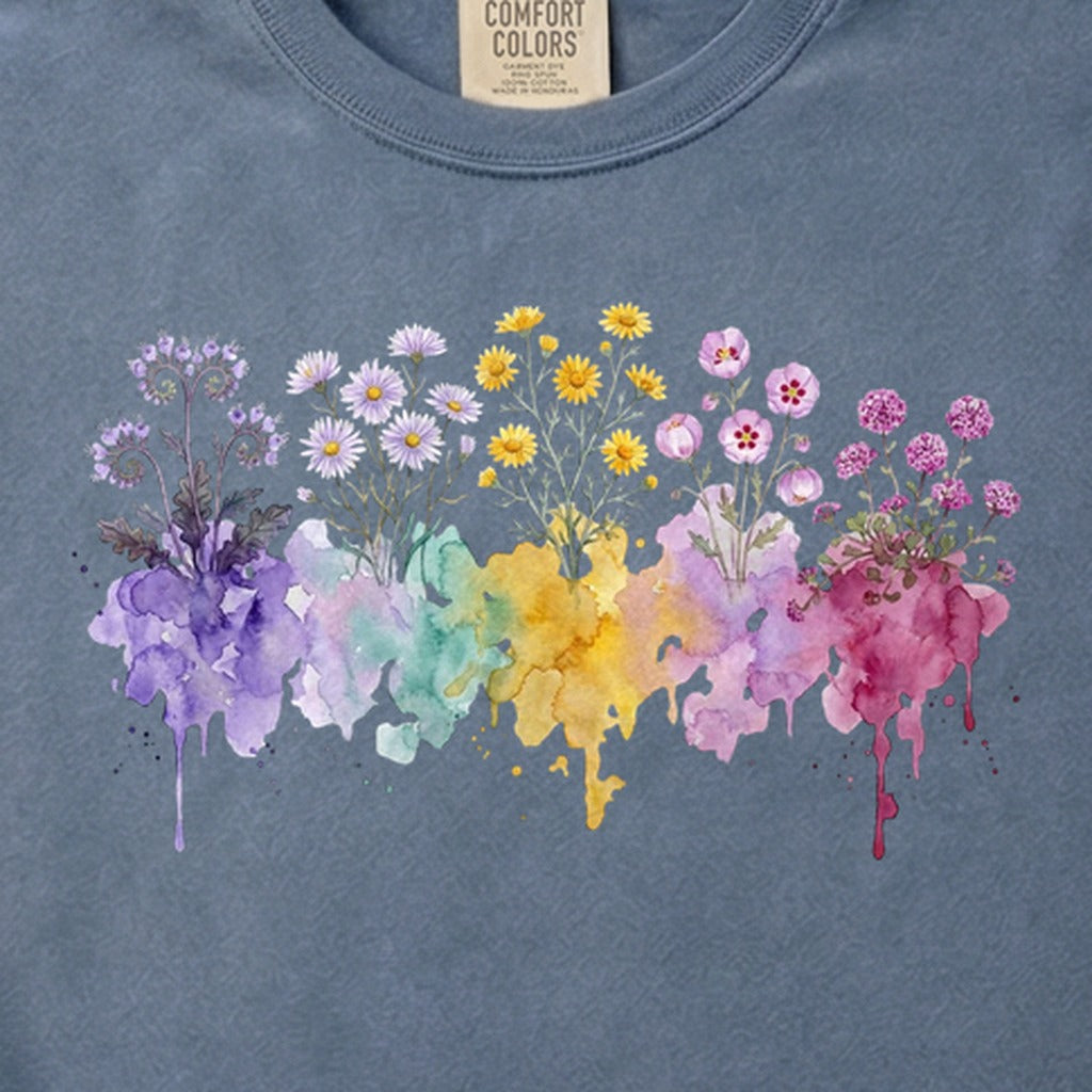 Watercolor Death Valley Wildflowers Cotton T-Shirt