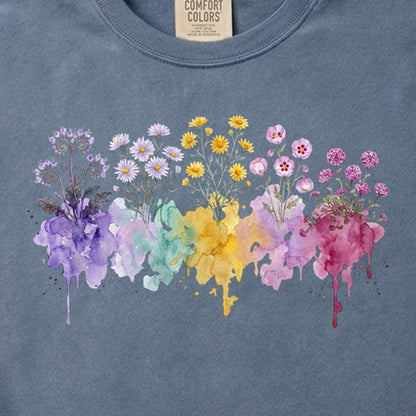 Watercolor Death Valley Wildflowers Cotton T-Shirt