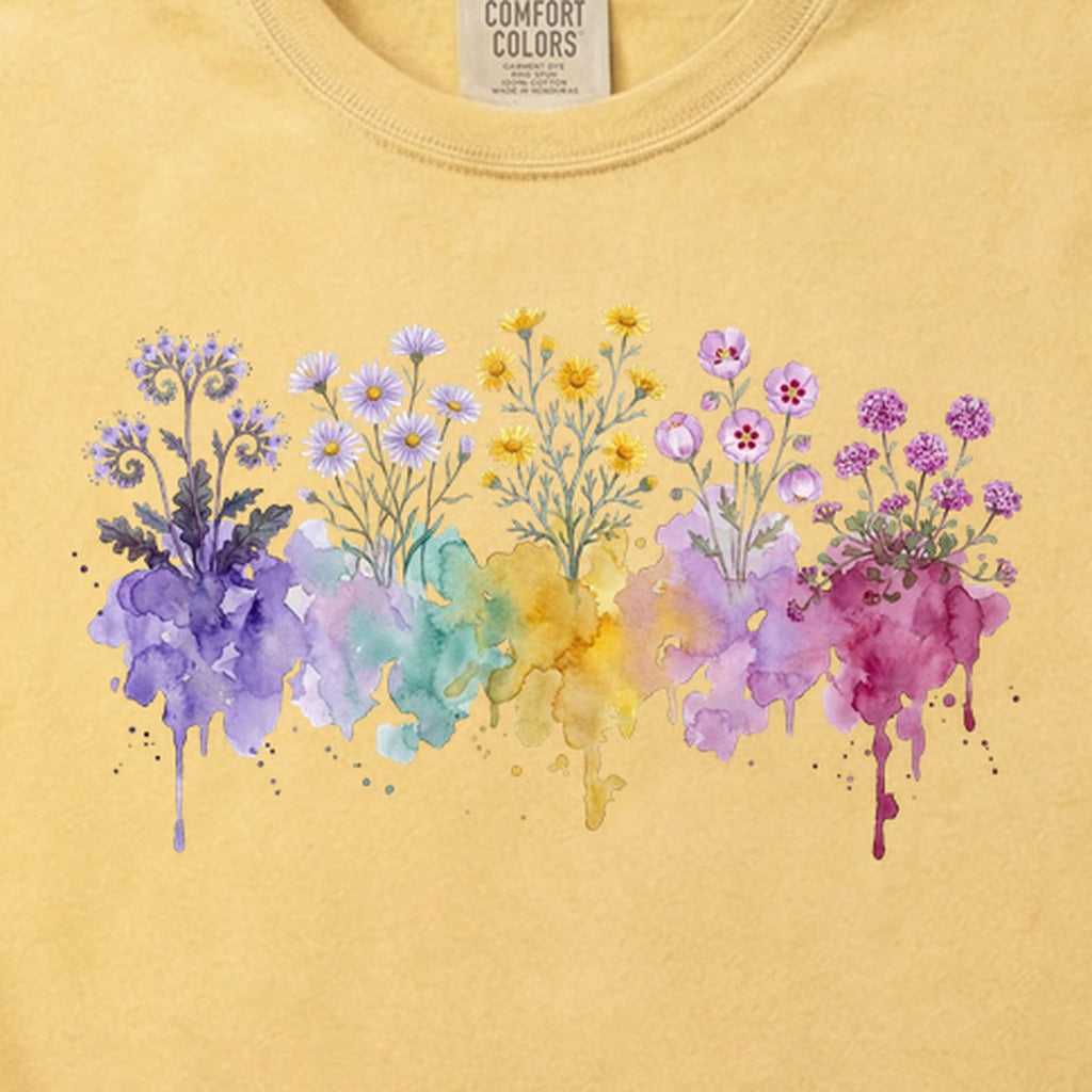 Watercolor Death Valley Wildflowers Cotton T-Shirt