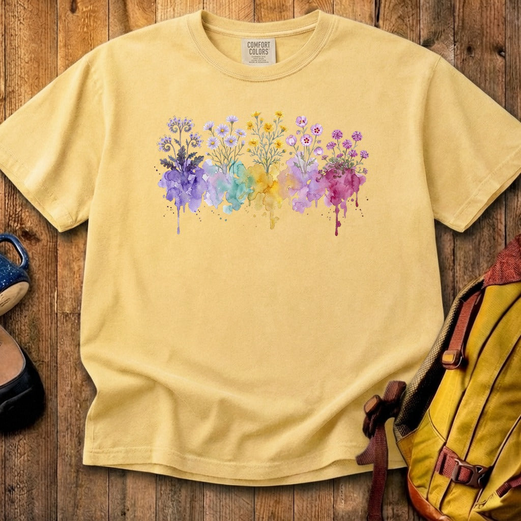 Watercolor Death Valley Wildflowers Cotton T-Shirt