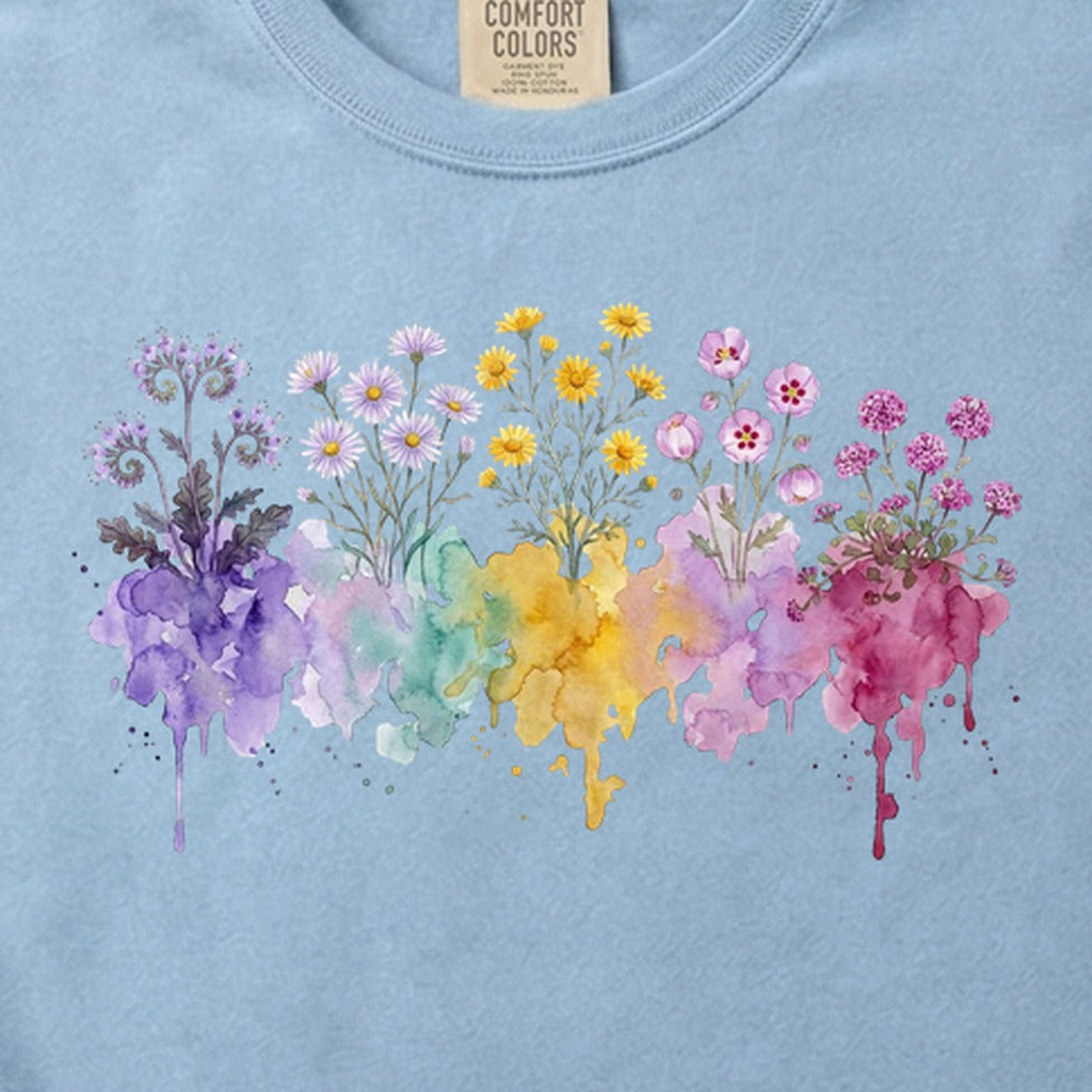 Watercolor Death Valley Wildflowers Cotton T-Shirt
