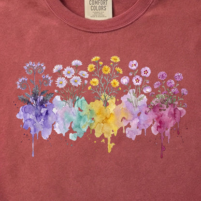 Watercolor Death Valley Wildflowers Cotton T-Shirt