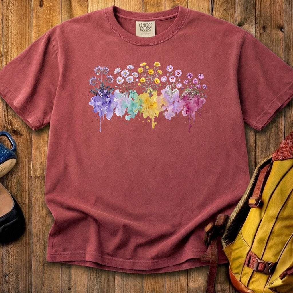 Watercolor Death Valley Wildflowers Cotton T-Shirt