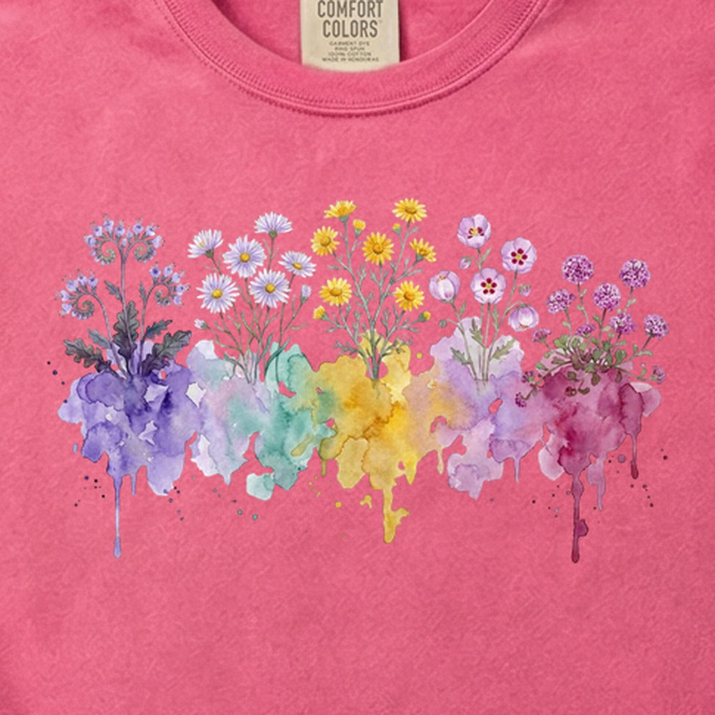 Watercolor Death Valley Wildflowers Cotton T-Shirt