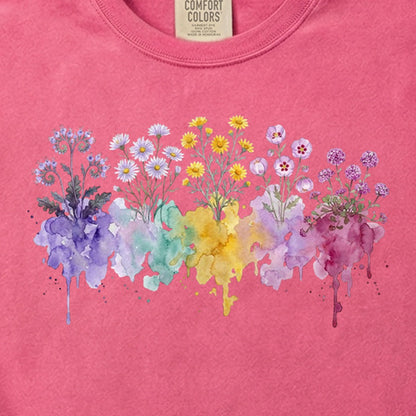 Watercolor Death Valley Wildflowers Cotton T-Shirt