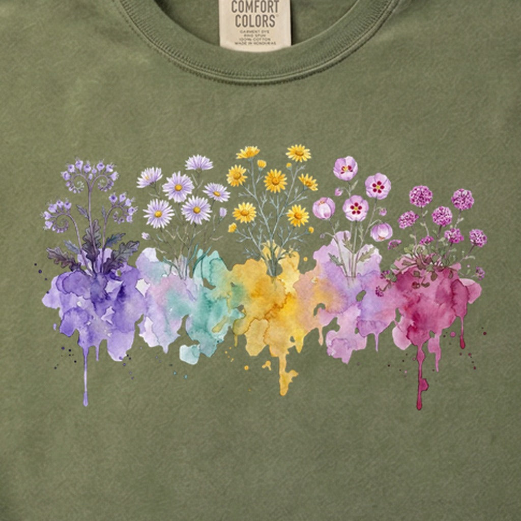 Watercolor Death Valley Wildflowers Cotton T-Shirt