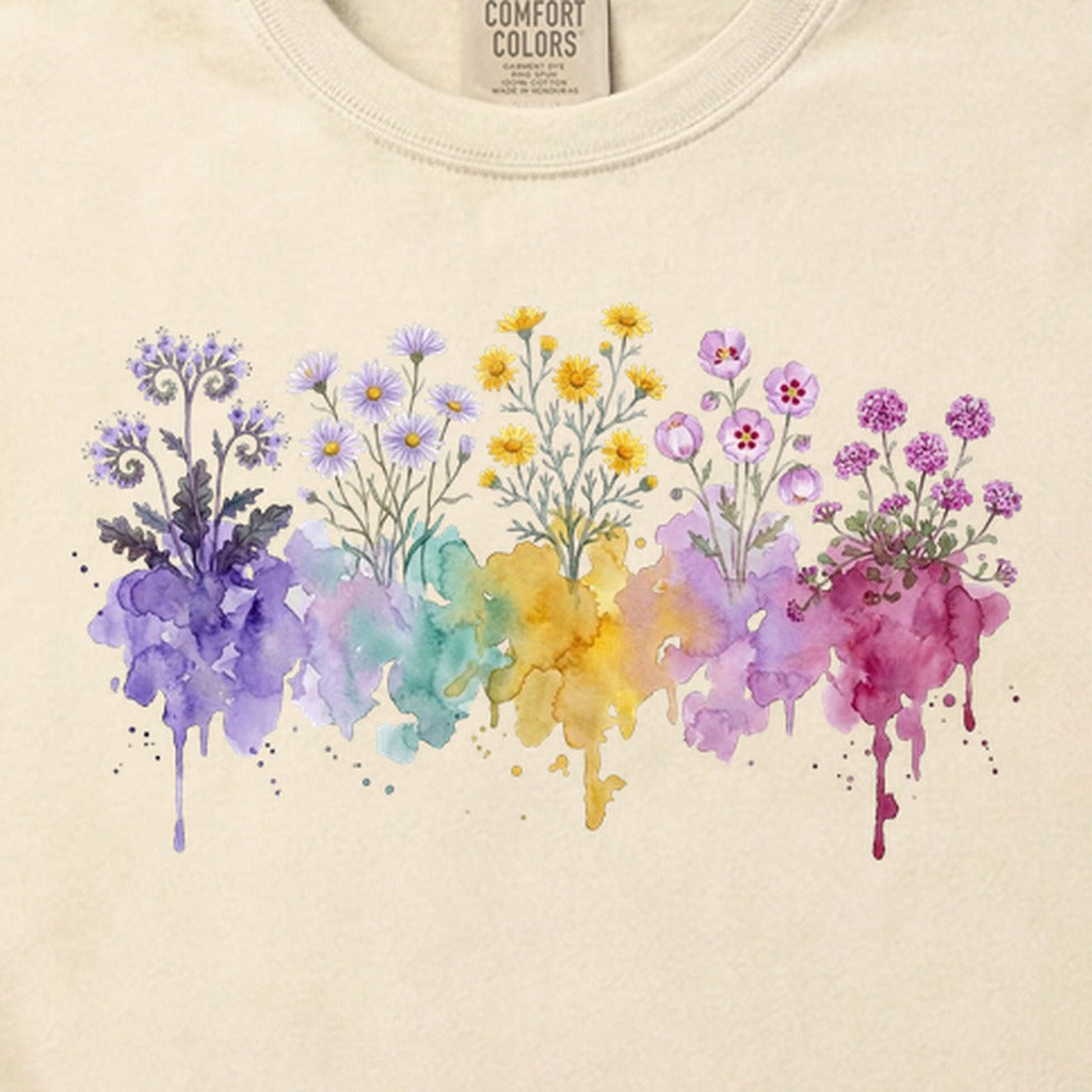 Watercolor Death Valley Wildflowers Cotton T-Shirt