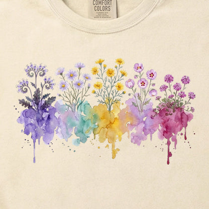 Watercolor Death Valley Wildflowers Cotton T-Shirt