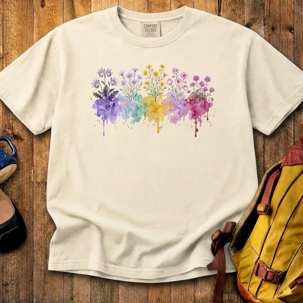 Watercolor Death Valley Wildflowers Cotton T-Shirt