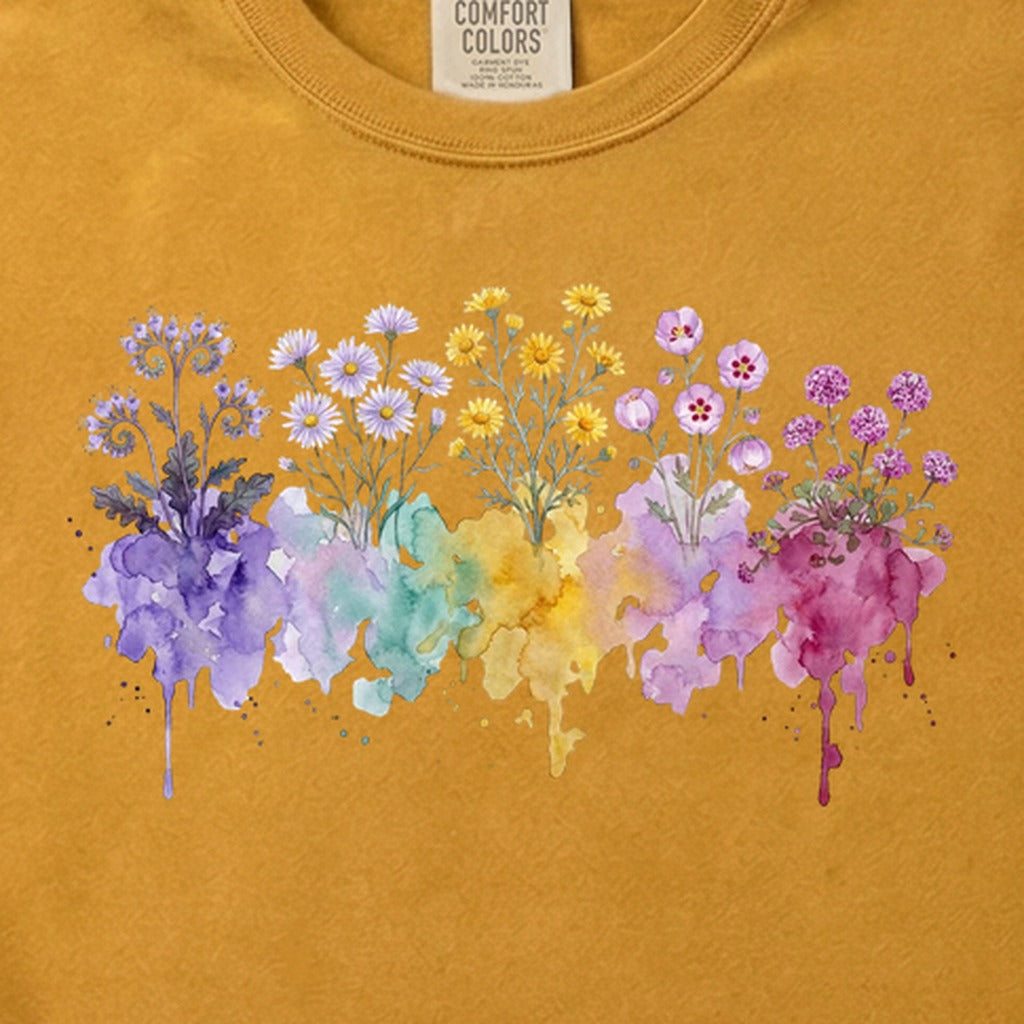 Watercolor Death Valley Wildflowers Cotton T-Shirt