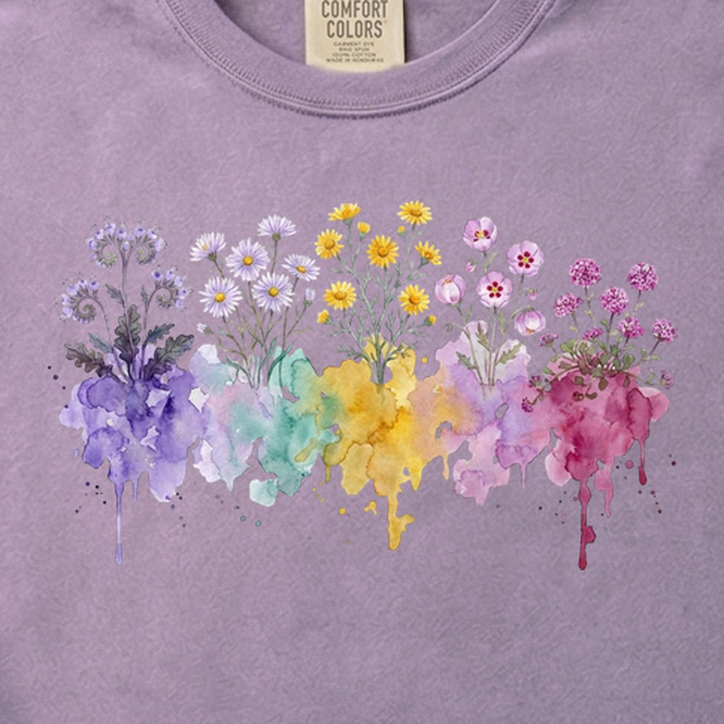 Watercolor Death Valley Wildflowers Cotton T-Shirt