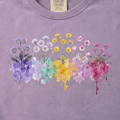 Watercolor Death Valley Wildflowers Cotton T-Shirt