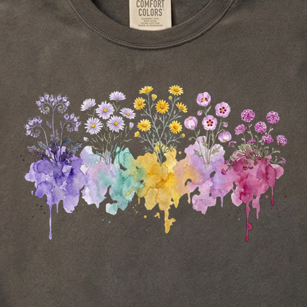 Watercolor Death Valley Wildflowers Cotton T-Shirt
