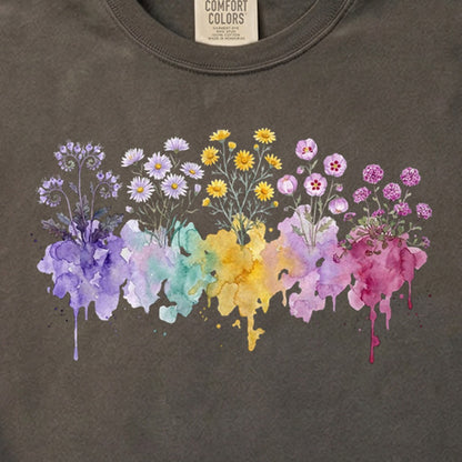 Watercolor Death Valley Wildflowers Cotton T-Shirt