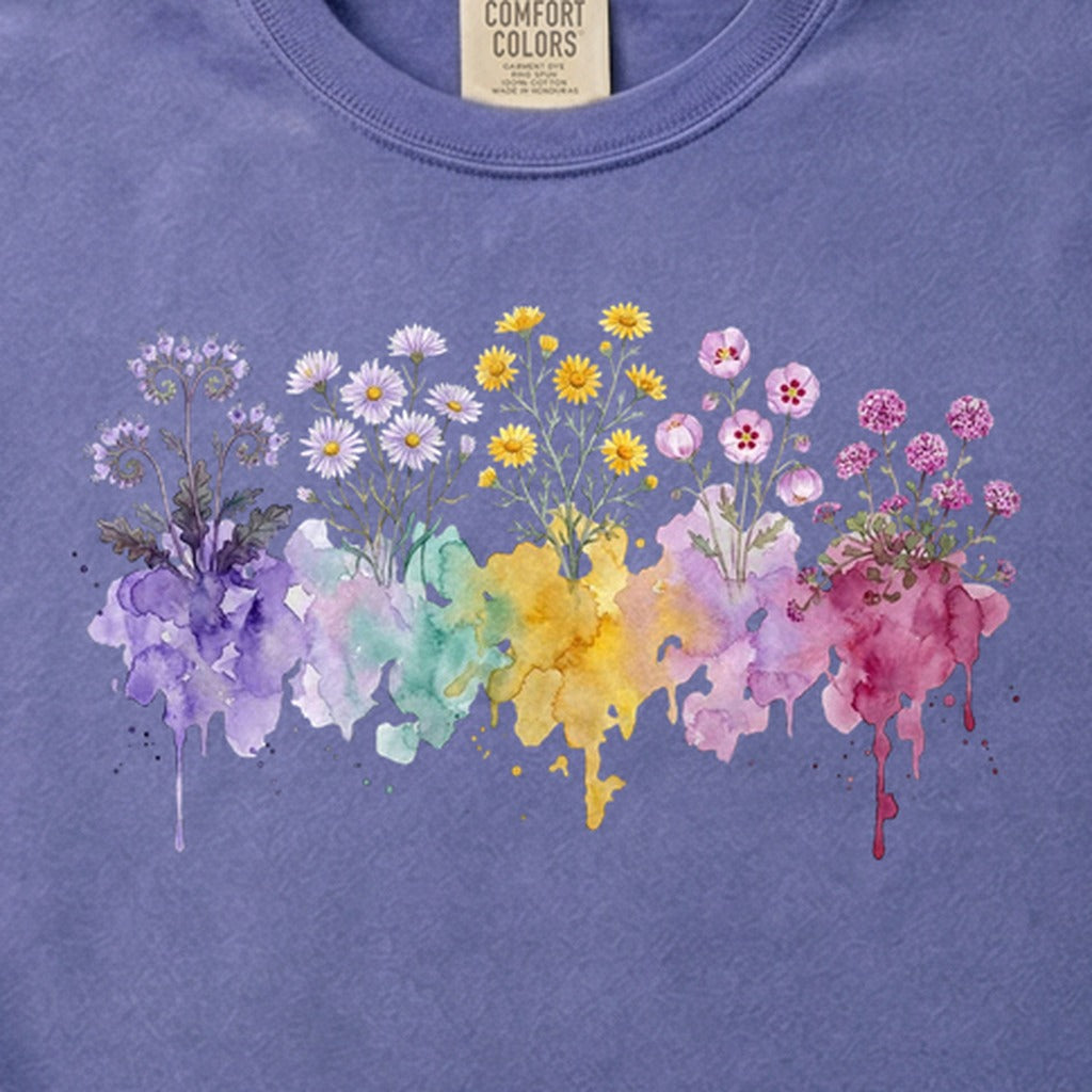 Watercolor Death Valley Wildflowers Cotton T-Shirt
