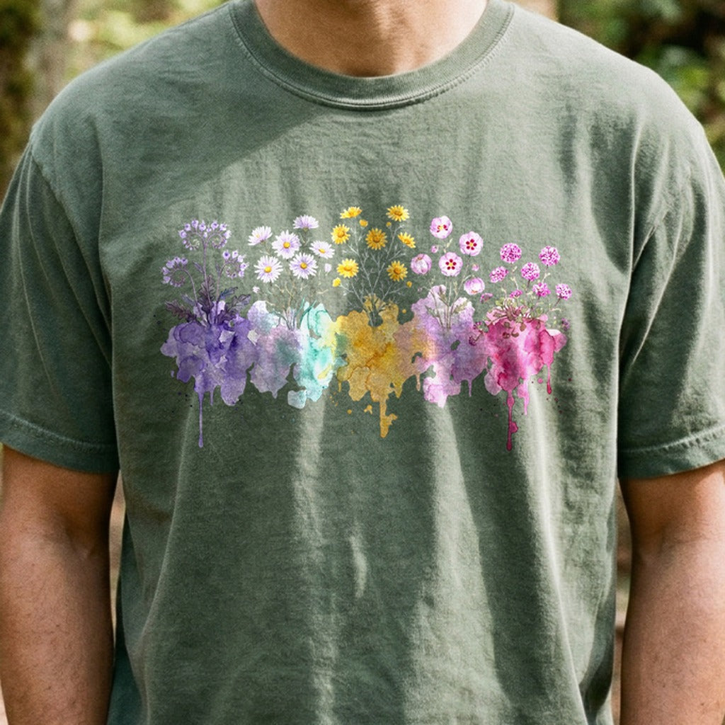 Watercolor Death Valley Wildflowers Cotton T-Shirt