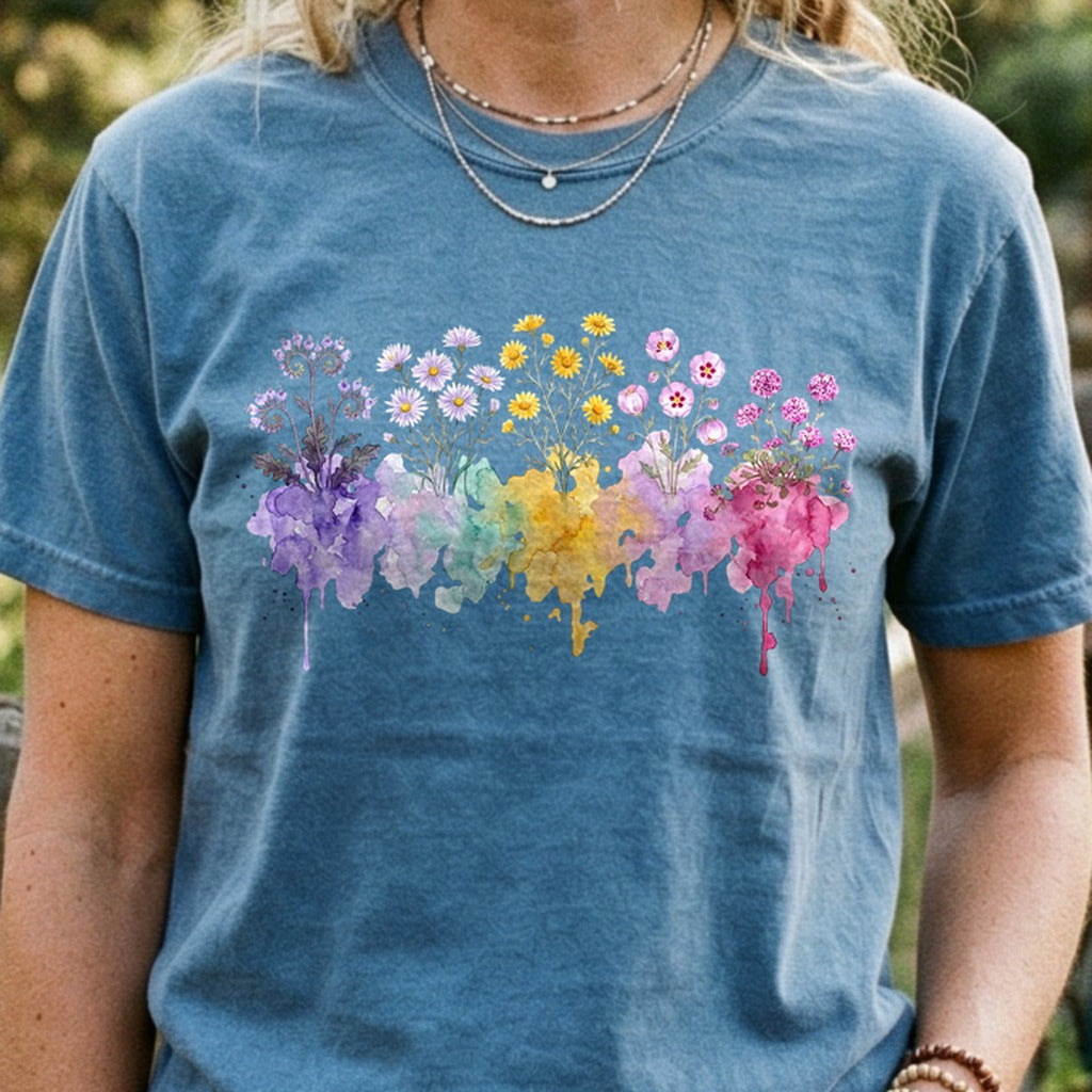 Watercolor Death Valley Wildflowers Cotton T-Shirt