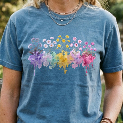 Watercolor Death Valley Wildflowers Cotton T-Shirt