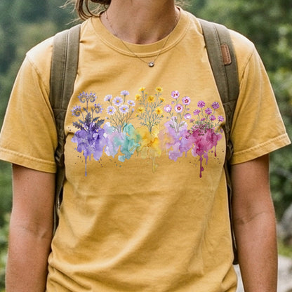 Watercolor Death Valley Wildflowers Cotton T-Shirt
