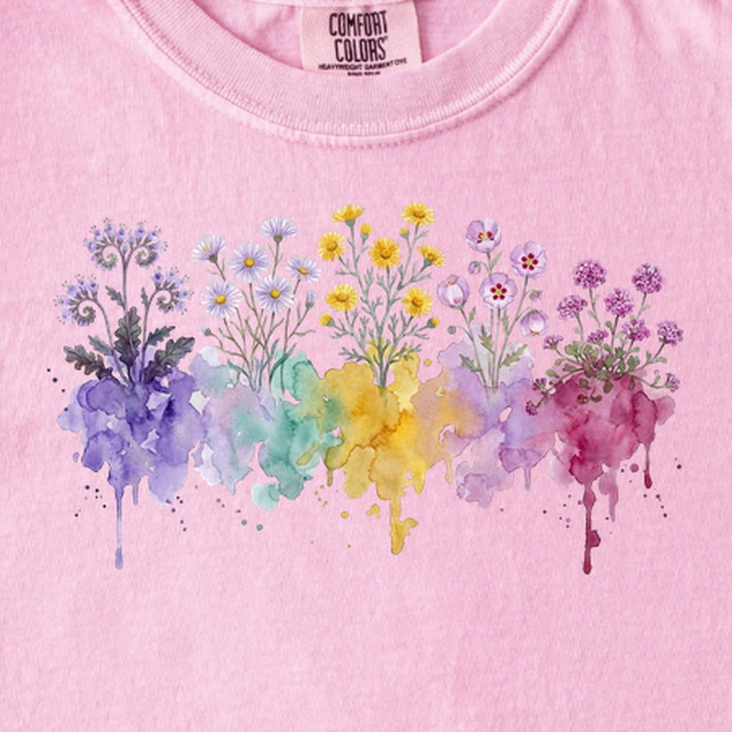 Watercolor Death Valley Wildflowers Kids Cotton T-Shirt