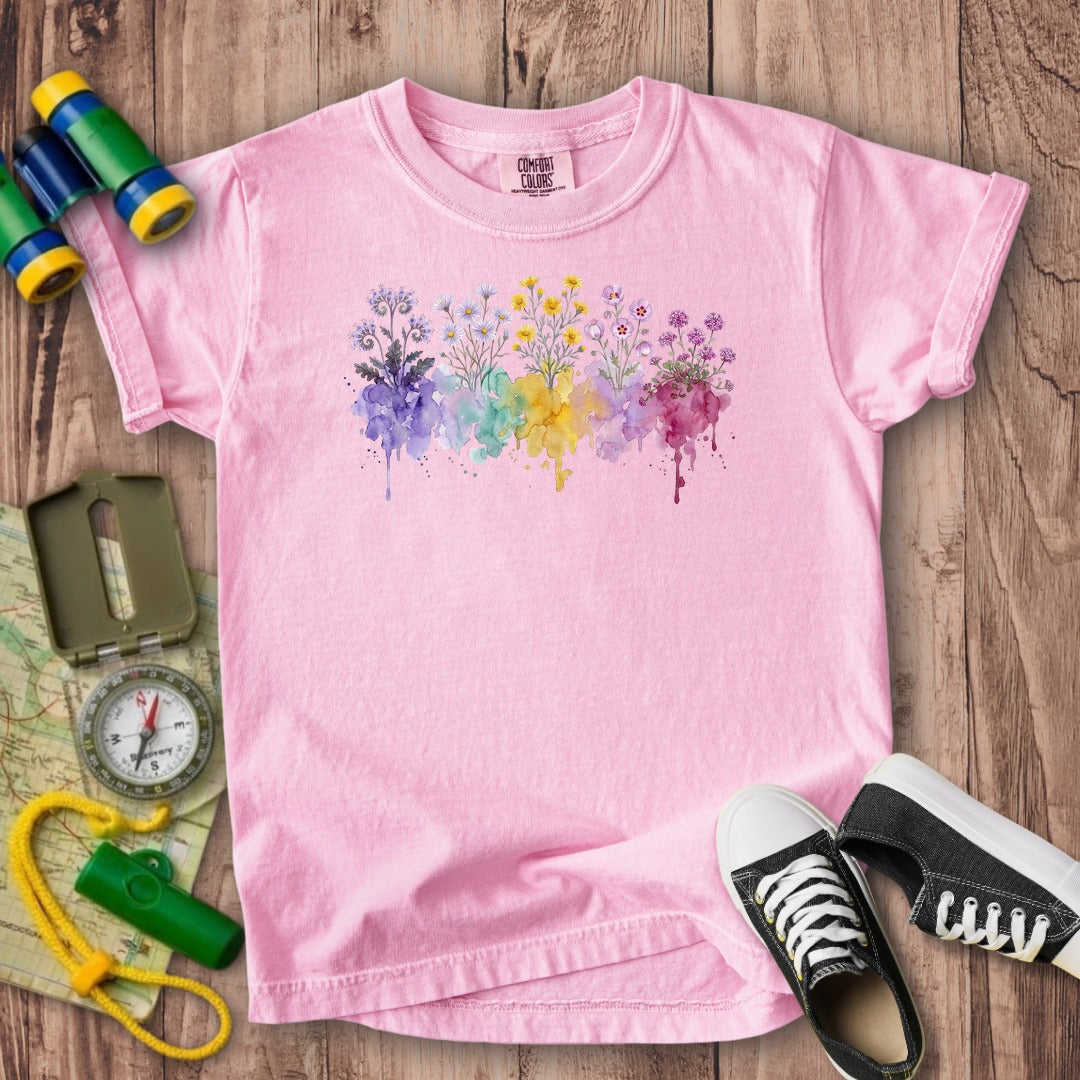 Watercolor Death Valley Wildflowers Kids Cotton T-Shirt