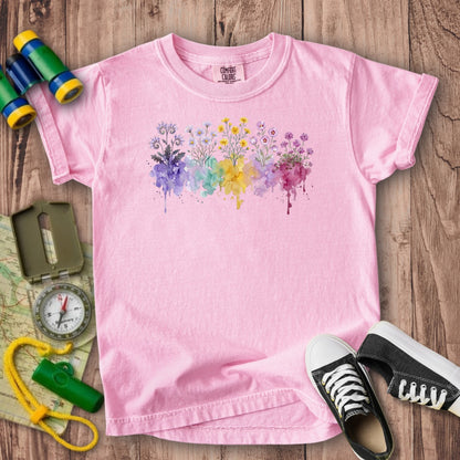 Watercolor Death Valley Wildflowers Kids Cotton T-Shirt