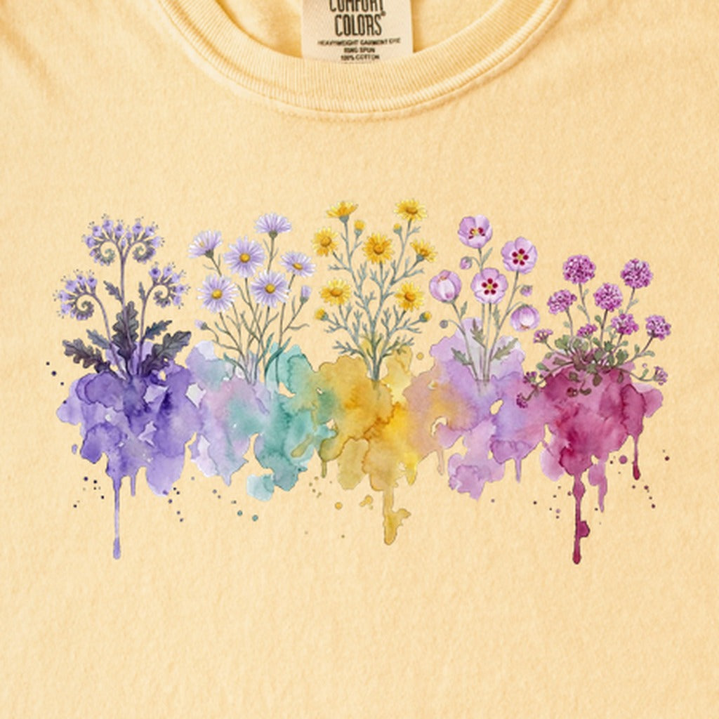 Watercolor Death Valley Wildflowers Kids Cotton T-Shirt