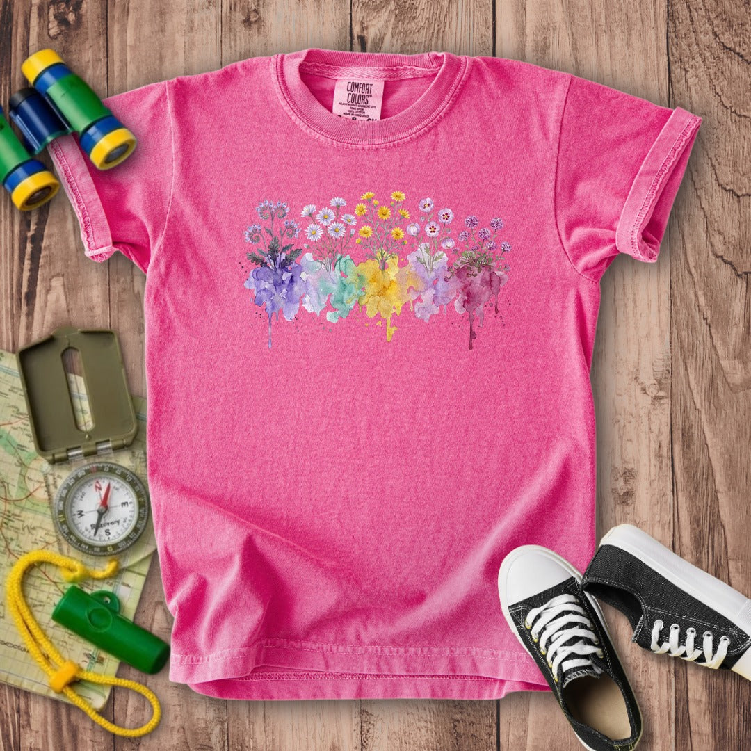 Watercolor Death Valley Wildflowers Kids Cotton T-Shirt