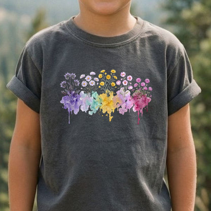 Watercolor Death Valley Wildflowers Kids Cotton T-Shirt
