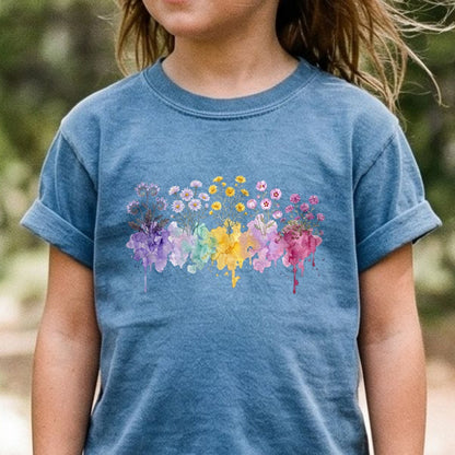 Watercolor Death Valley Wildflowers Kids Cotton T-Shirt