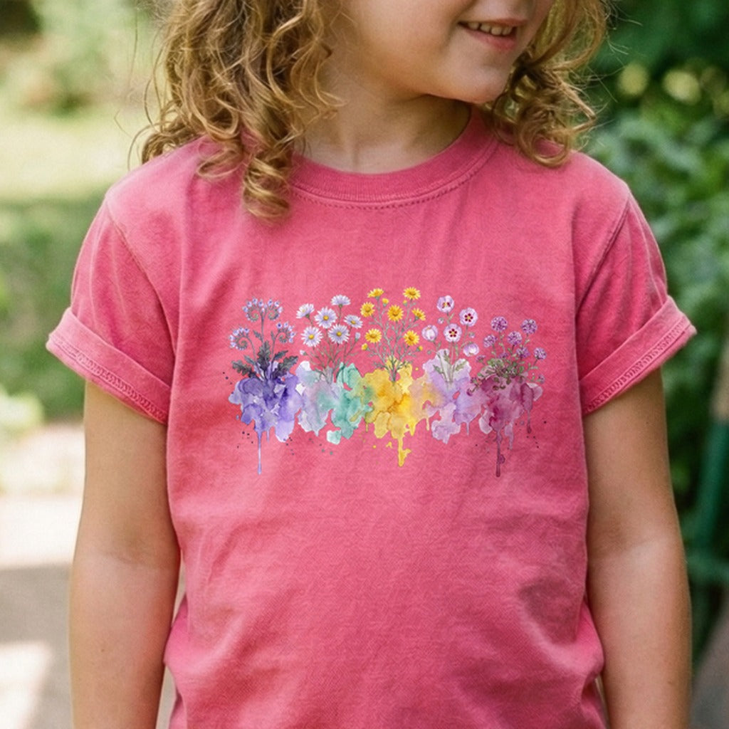 Watercolor Death Valley Wildflowers Kids Cotton T-Shirt