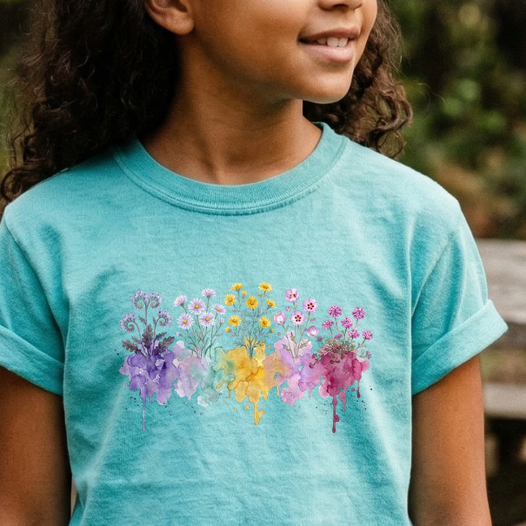 Watercolor Death Valley Wildflowers Kids Cotton T-Shirt