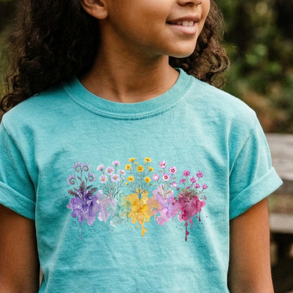 Watercolor Death Valley Wildflowers Kids Cotton T-Shirt