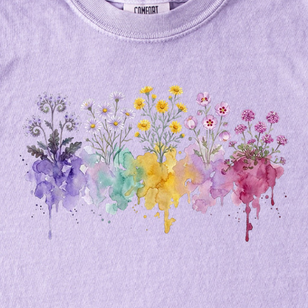 Watercolor Death Valley Wildflowers Kids Cotton T-Shirt