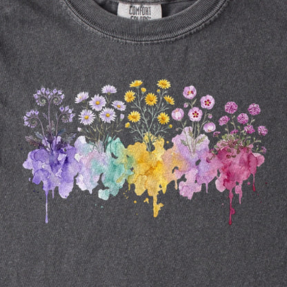 Watercolor Death Valley Wildflowers Kids Cotton T-Shirt