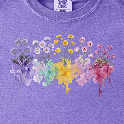 Watercolor Death Valley Wildflowers Kids Cotton T-Shirt