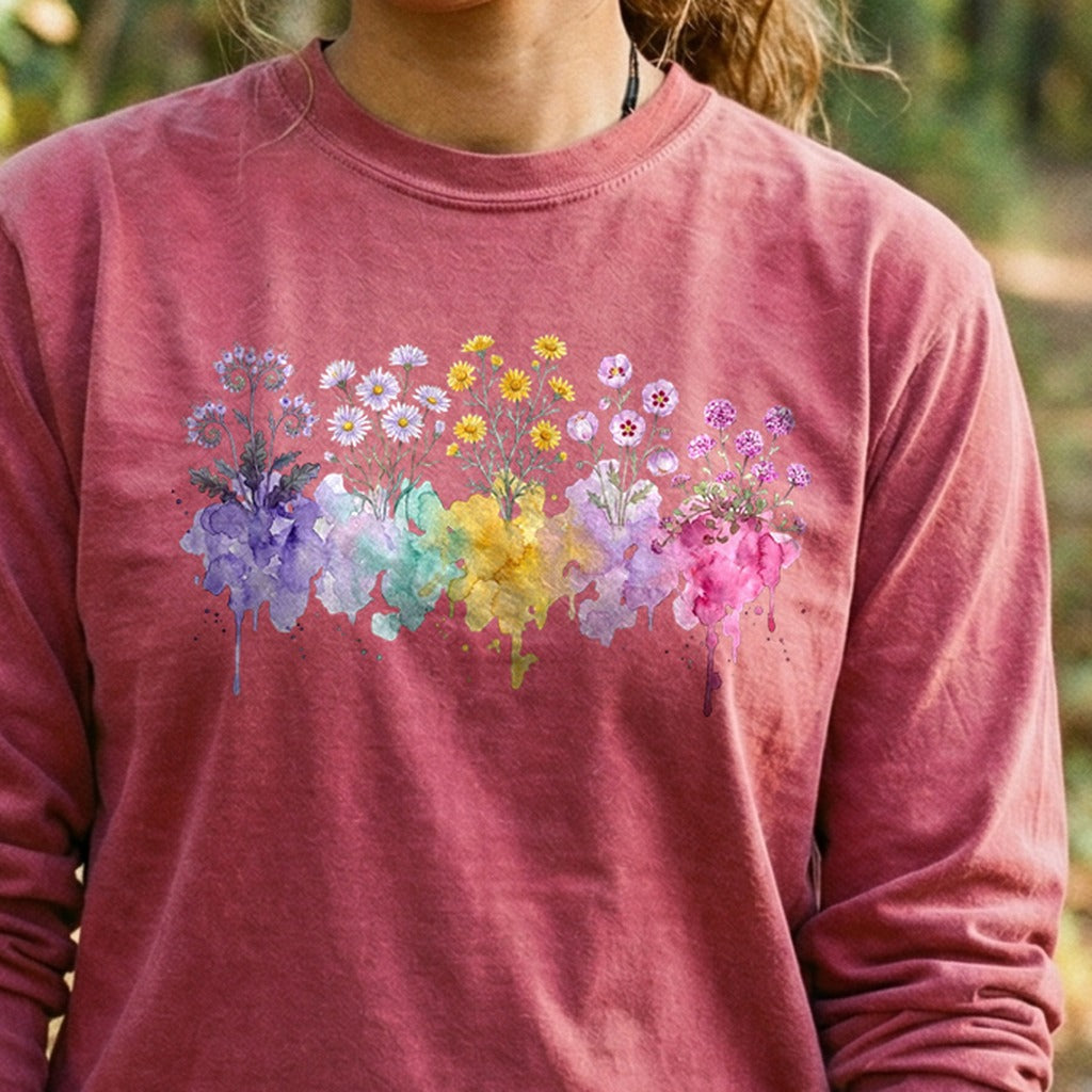 Watercolor Death Valley Wildflowers Premium Long Sleeve