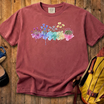 Watercolor Denali Wildflowers Cotton T-Shirt