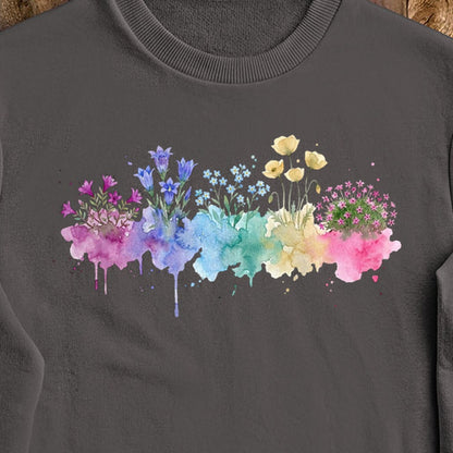 Watercolor Denali Wildflowers Crewneck Sweatshirt