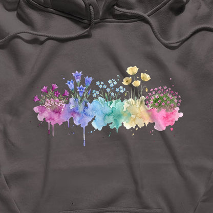 Watercolor Denali Wildflowers Hoodie