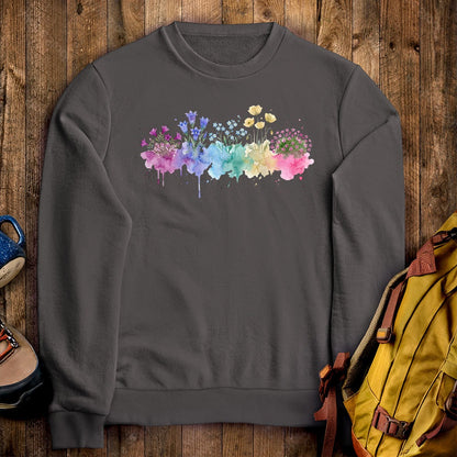 Watercolor Denali Wildflowers Crewneck Sweatshirt