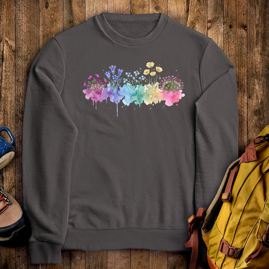Watercolor Denali Wildflowers Crewneck Sweatshirt