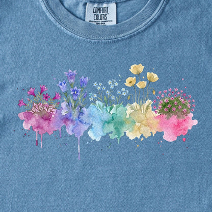 Watercolor Denali Wildflowers Kids Cotton T-Shirt