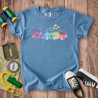 Watercolor Denali Wildflowers Kids Cotton T-Shirt