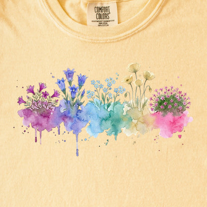 Watercolor Denali Wildflowers Kids Cotton T-Shirt