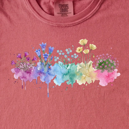 Watercolor Denali Wildflowers Kids Cotton T-Shirt